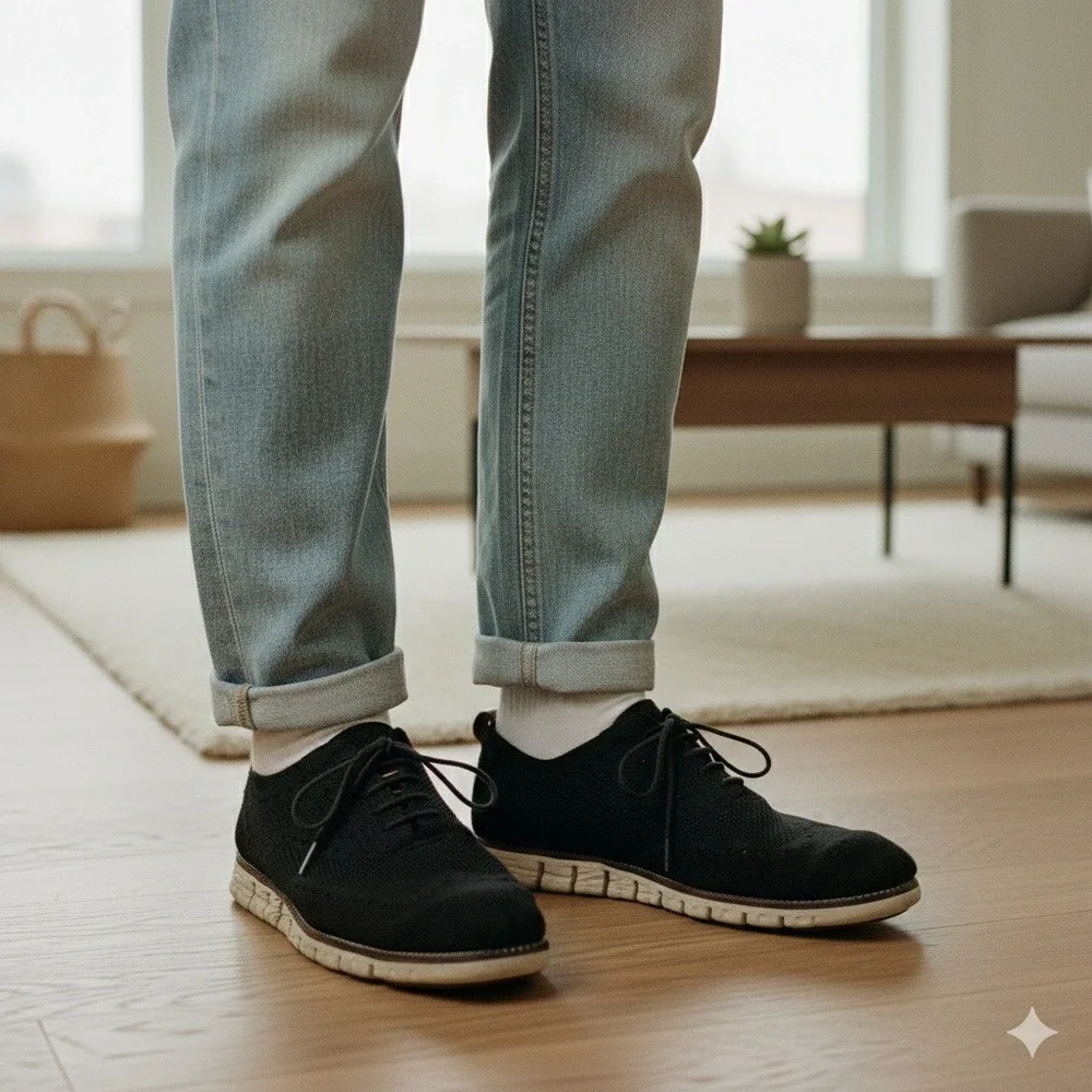 Cole Haan Zerogrand Wingtip Knit Oxford Black Men's Shoes - Size‎ 10M